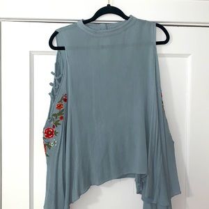 Blue/grey long sleeve blouse